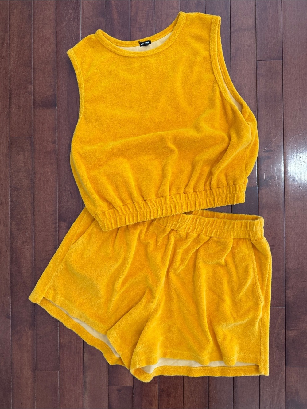 Monrow Bright Yellow Terry Cloth Tank and Shorts Set